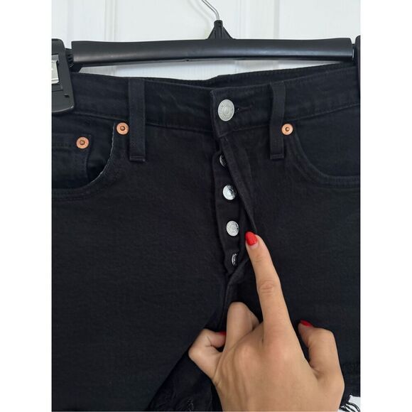Levi’s 501 black high waisted shorts sz 25 - Picture 4 of 7